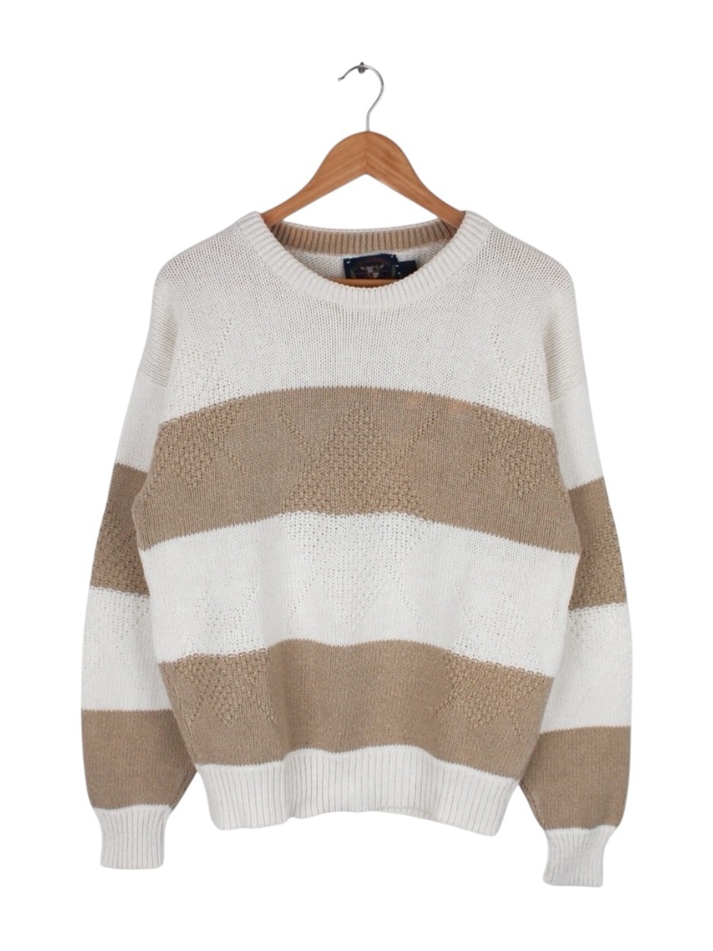 Vintage Lake Harmony Rowing Club Striped Argyle Knit Sweater Men's M Made in USA